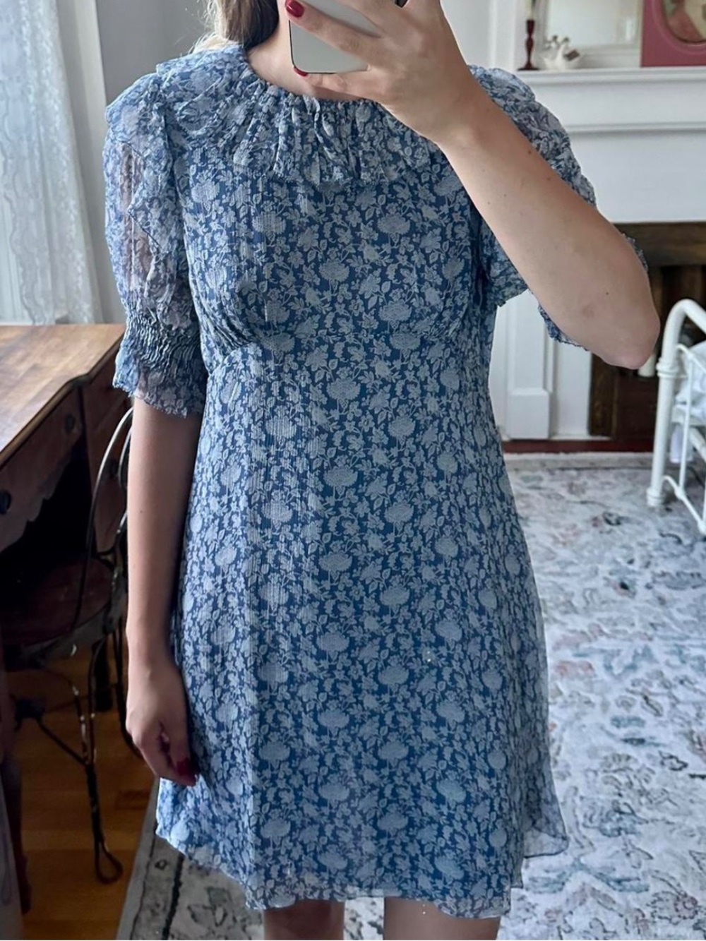 Doen Baudoin 100% Silk Porcelain Soft Blue Dress Size XS  dress in porcelain